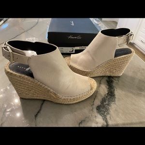 Kenneth Cole NY " Olivia" Espadrille Wedge Sandal - Soft tan leather